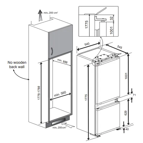 BCSA283E4SN BEKO Inbouw koelkast vanaf 178 cm
