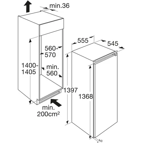 KD85140AF ATAG Inbouw koelkast rond 140 cm