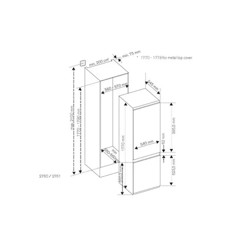 REF603BBNPVC20 BERTAZZONI Inbouw koelkast vanaf 178 cm