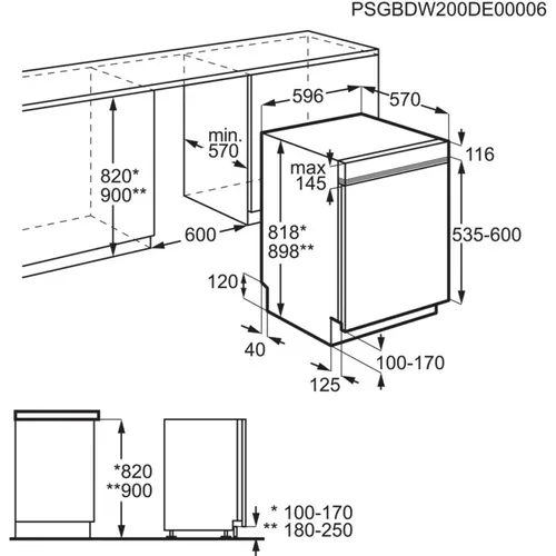 FEE53610ZM AEG Half geintegreerde vaatwassers