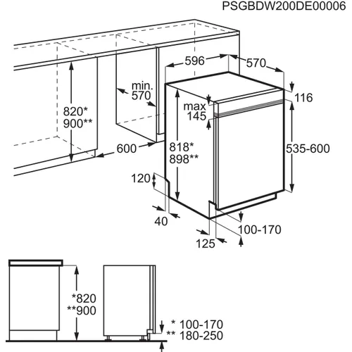 FEE53610ZM AEG Half geintegreerde vaatwassers