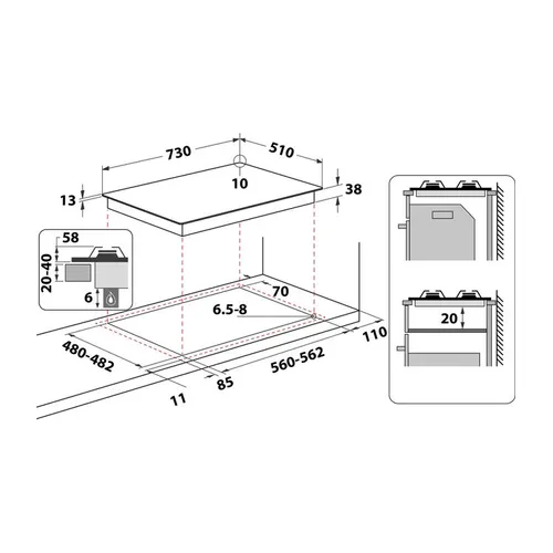 TGML761IXNL WHIRLPOOL Gaskookplaat