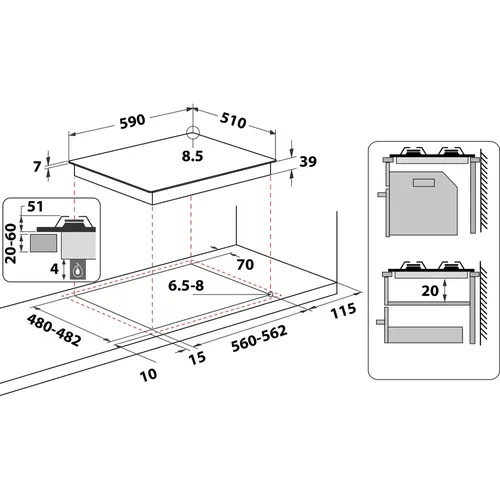 GMA6422IXNL WHIRLPOOL Gaskookplaat