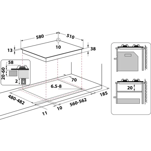 TGML660IXNL WHIRLPOOL Gaskookplaat