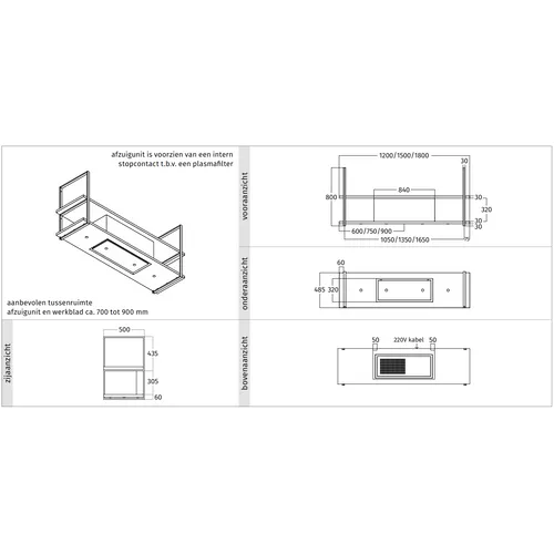 105223 WAVE Wandschouw afzuigkap