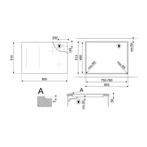 SIM3864D SMEG Inductie kookplaat