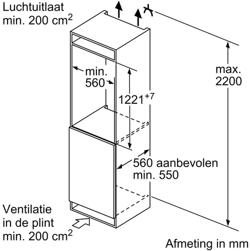 KIL425SE0 BOSCH Inbouw koelkast rond 122 cm