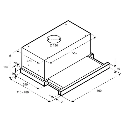 AKV6004ZWA INVENTUM Vlakscherm afzuigkap
