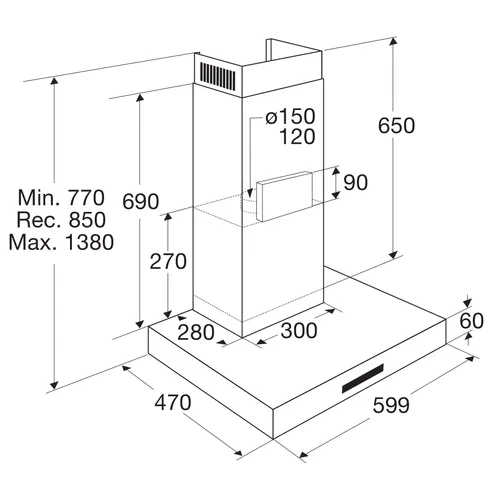 WS60292MS ATAG Wandschouw afzuigkap