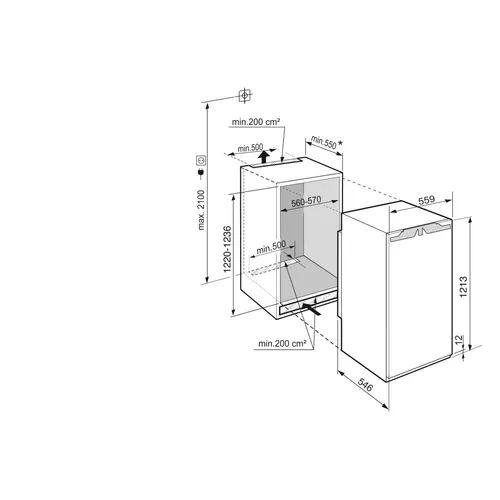 IRBAD417020617 LIEBHERR Inbouw koelkast rond 122 cm