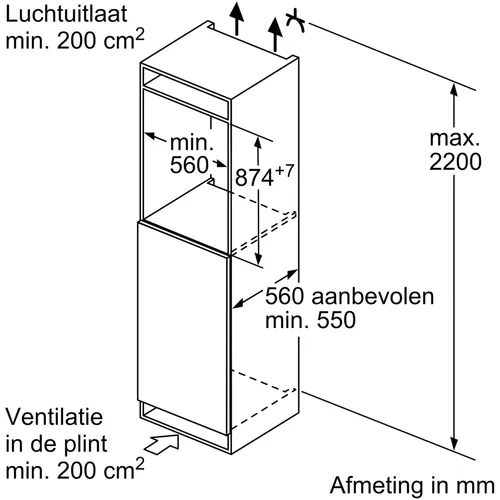 KIL22NSE0 BOSCH Inbouw koelkast t/m 88 cm