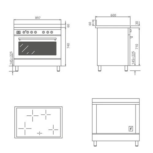 PROCH94I1EART BERTAZZONI Fornuis 90 cm