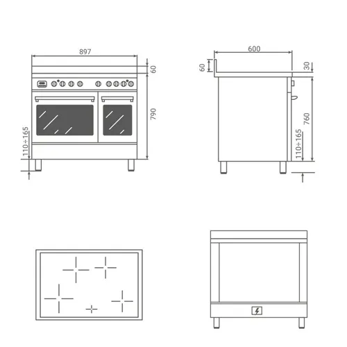 PROCH94I1ENET BERTAZZONI Fornuis 90 cm