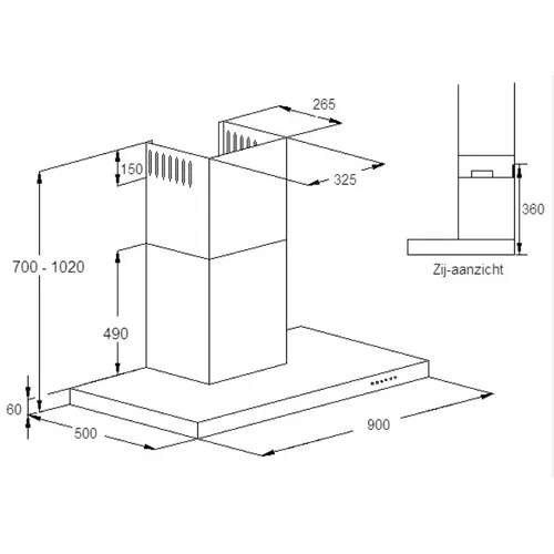 CW4090 AIRO DESIGN Wandschouw afzuigkap