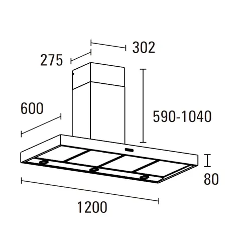 PSH1206WS PROSOLO Wandschouw afzuigkap