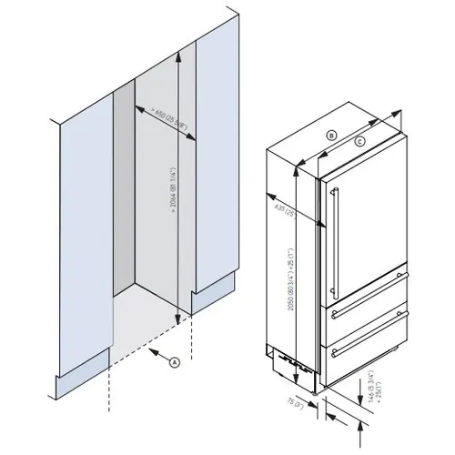 C178KGS2 BORA Inbouw koelkast vanaf 178 cm