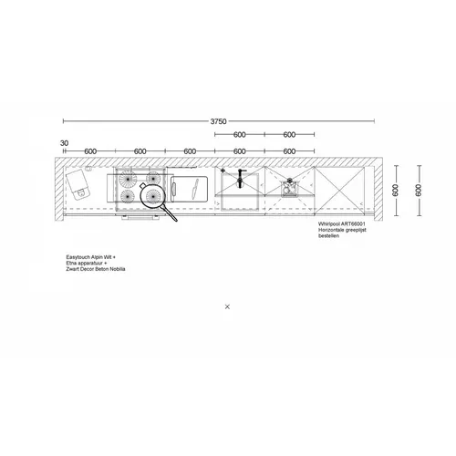 BA411667 BELLING Wandschouw afzuigkap