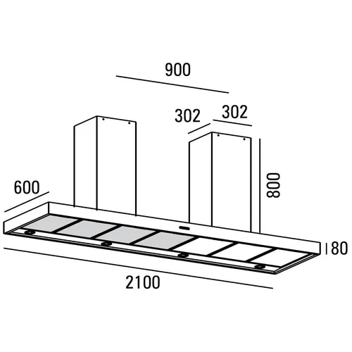 PSH210ESR ABK INNOVENT Eiland afzuigkap