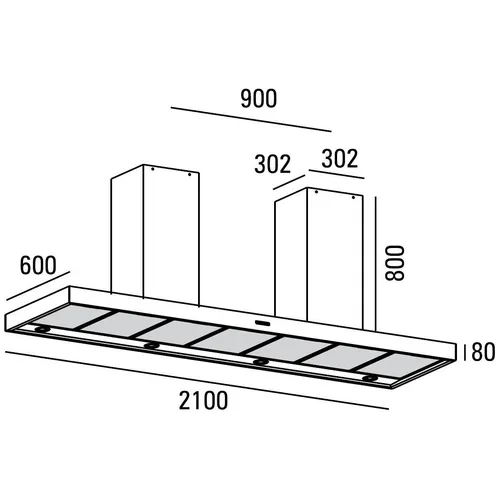 PSH210ESD ABK INNOVENT Eiland afzuigkap