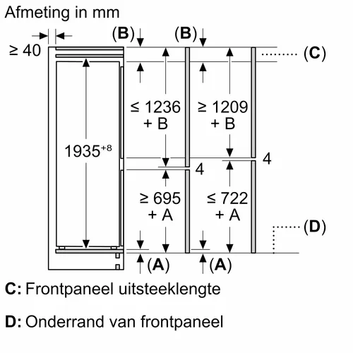 NSF5O101ES AEG Inbouw koelkast rond 102 cm