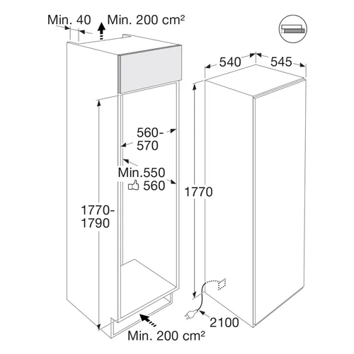 PCS27178L PELGRIM Inbouw koelkast vanaf 178 cm