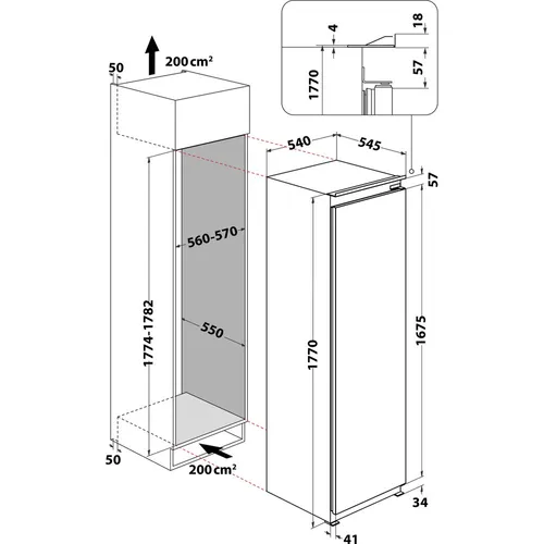 IKV0882S INVENTUM Inbouw koelkast t/m 88 cm