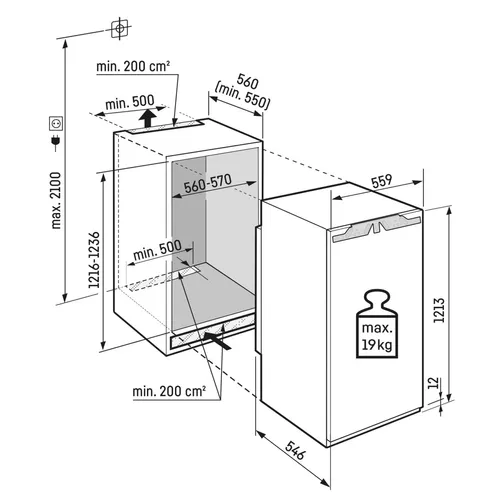 K7448C MIELE Inbouw koelkast rond 140 cm