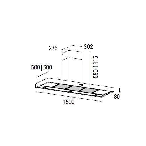 PSH1505WS PROSOLO Wandschouw afzuigkap